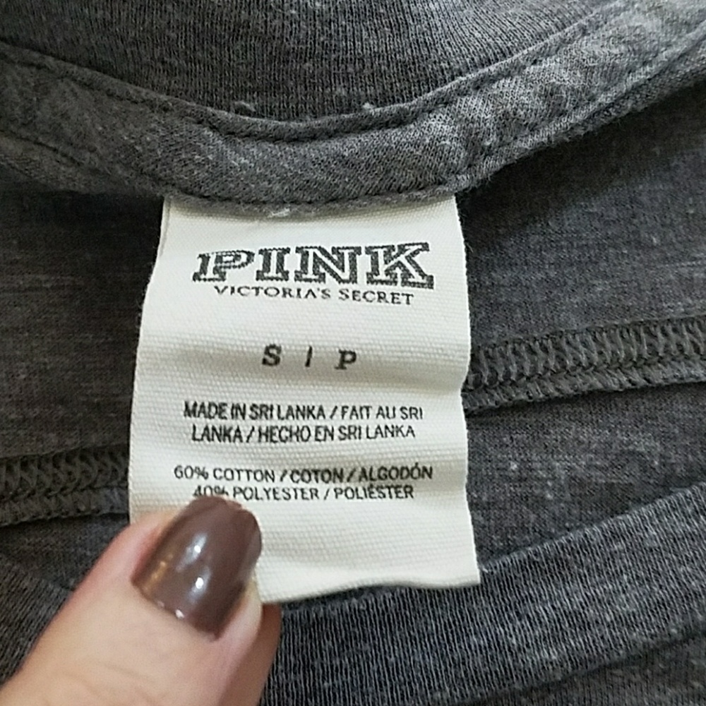 VS Pink Long Sleeve Stripe Tee in Grey EUC - Picture 4 of 5